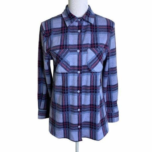 Favorite Plaid Top Plaid Pockets Fleece Shirt - Picture 1 of 12